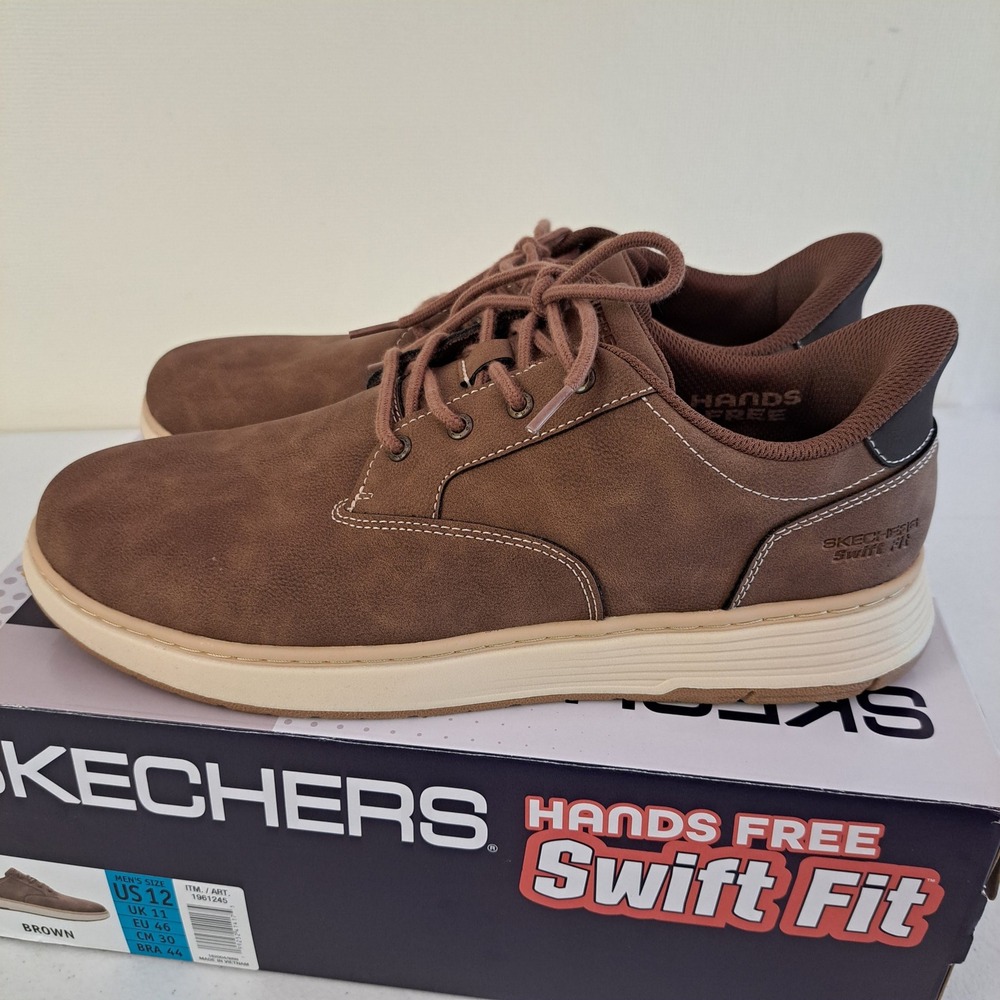 Skechers Swift Fit Sneakers Mens 12 Brown Hands Free Slip On 1187-798-B14.